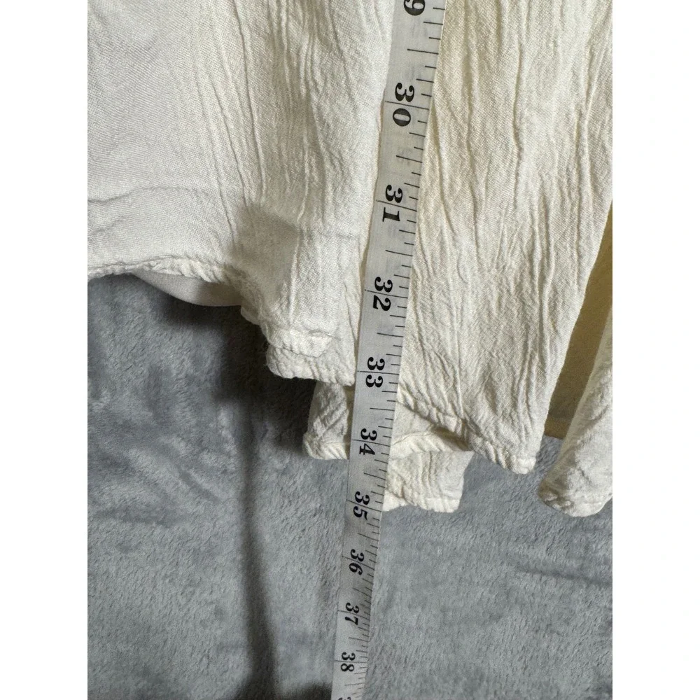 American Eagle Cream Eyelet Lace Boho Tiered Mini Dress XS Ivory Halter Festival